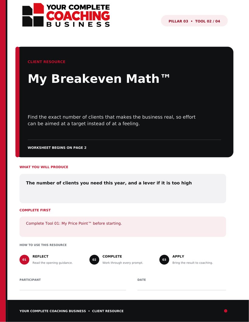 My Breakeven Math™ — cover page