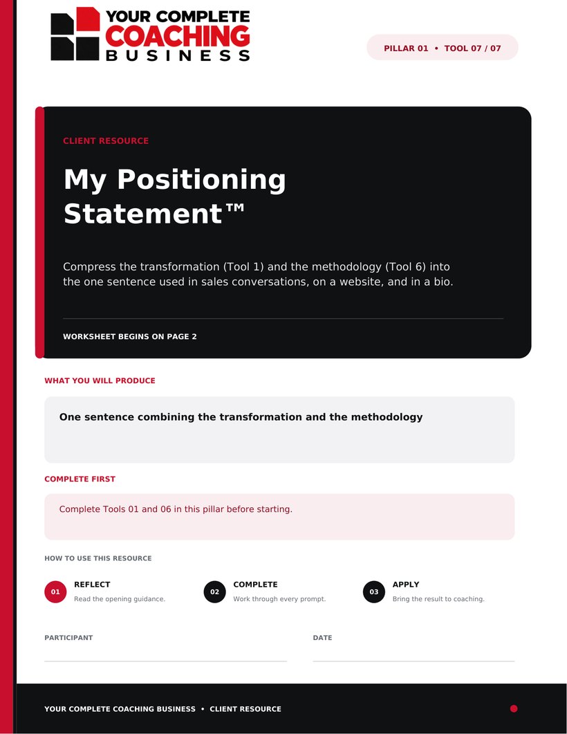 My Positioning Statement™ — cover page
